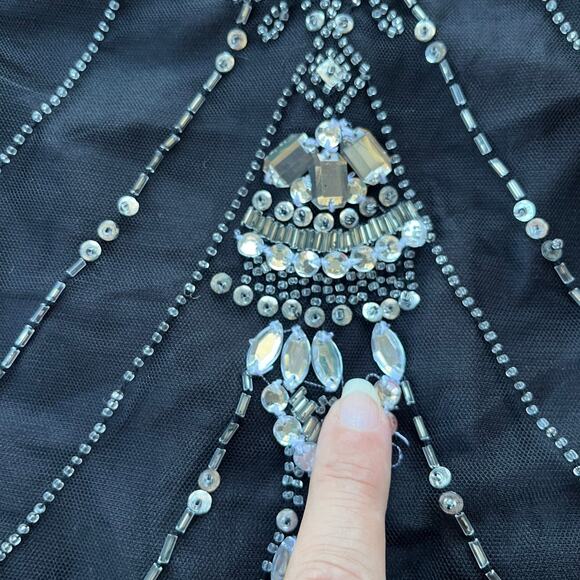 Vtg 90s Scala Beaded Tank Blouse Sz M Y2K Gatsby Art Deco Holiday Sequins Glam - Picture 14 of 16